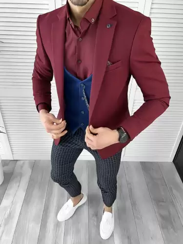 Tinuta barbati smart casual Pantaloni + Camasa + Sacou+Vesta 10454