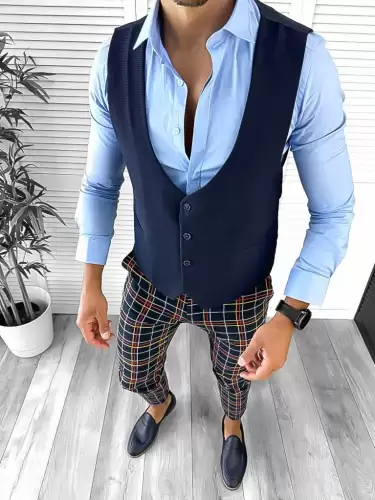 Tinuta barbati smart casual Pantaloni + Camasa+Vesta 12642 E