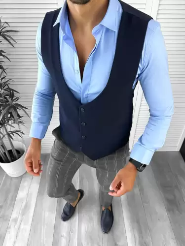 Tinuta barbati smart casual Pantaloni + Camasa+Vesta 12668