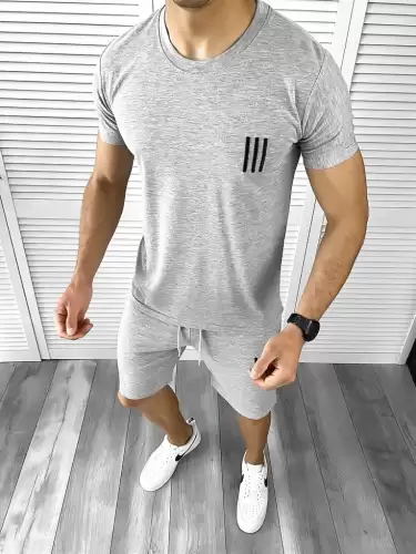 Trening barbati gri deschis pantaloni + tricou 10588 31-4