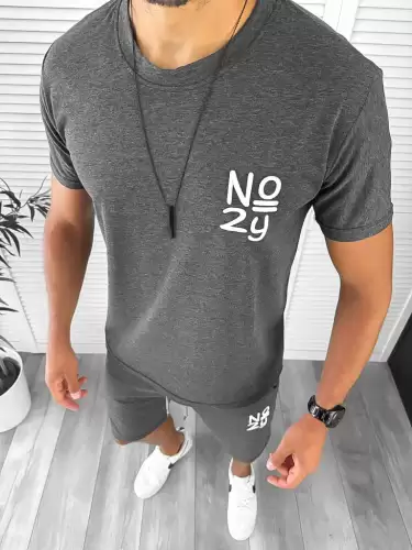 Trening barbati gri inchis pantaloni + tricou 10590 115-1