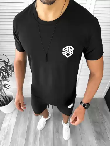 Trening barbati negru/negru pantaloni + tricou 11701 O6-4.3