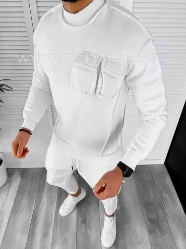 Trening barbati pantaloni + hanorac alb K156 56-1