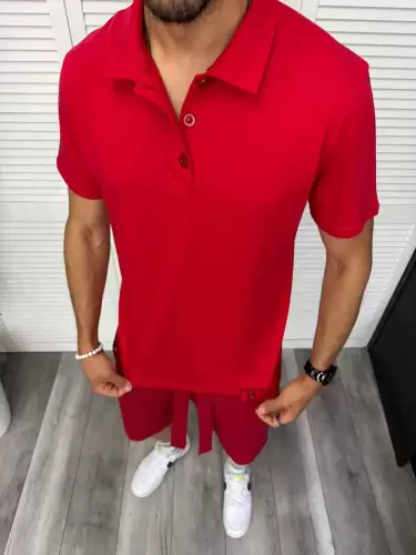 Trening barbati rosu pantaloni + tricou 13295 D2-2.4