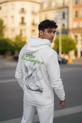 Trening barbati slim fit alb Pantaloni + Hanorac 13370 56-3