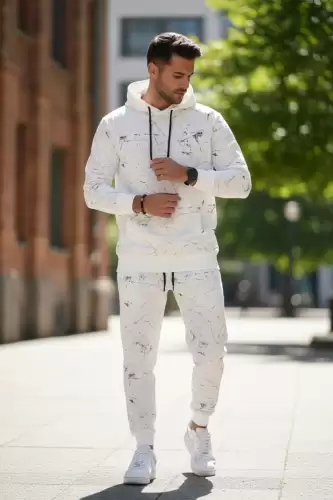 Trening barbati slim fit alb   Pantaloni + Hanorac  13380 43-4.3