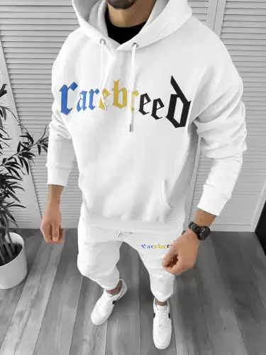 Trening barbati slim fit alb Pantaloni + Hanorac k173 X10