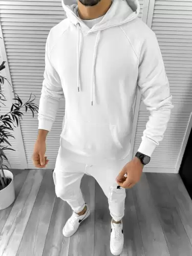 Trening barbati slim fit alb Pantaloni + Hanorac + Tricou Y132  i3-2.3