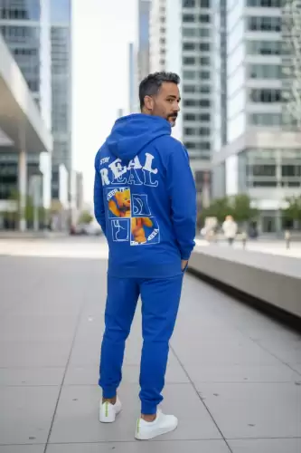 Trening barbati slim fit albastru  Pantaloni + Hanorac  13360 D3-2.1