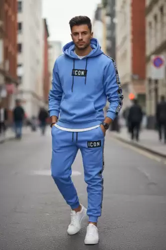 Trening barbati slim fit albastru  Pantaloni + Hanorac 5041 i11-5.3