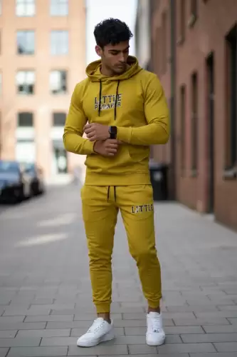 Trening barbati slim fit galben  Pantaloni + Hanorac  13410 D3-1.3