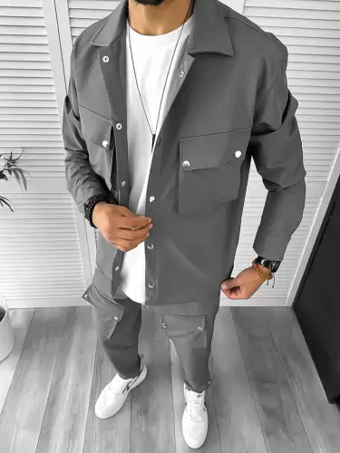 Trening barbati slim fit gri inchis 6050 D9-3