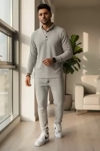 Trening barbati slim fit gri  Pantaloni + Bluza C200 29-1.3