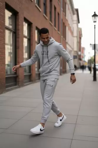Trening barbati slim fit gri Pantaloni + Hanorac 13410 14-1.2
