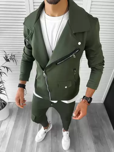 Trening barbati slim fit kaki 1018  82-3