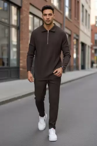 Trening barbati slim fit maro Pantaloni + bluza C300 D5-5.2