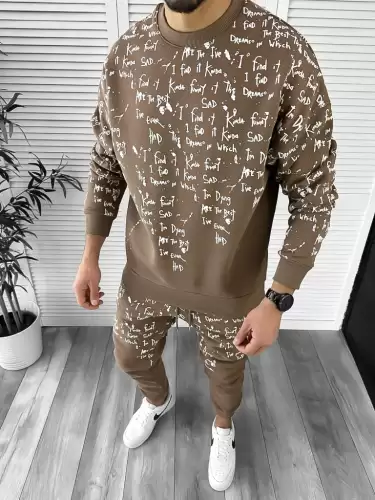 Trening barbati slim fit maro Pantaloni + Hanorac k172 D5-1.3