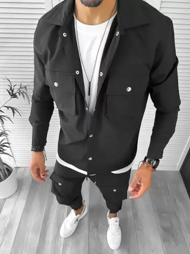 Trening barbati slim fit negru 6049 24-4.1