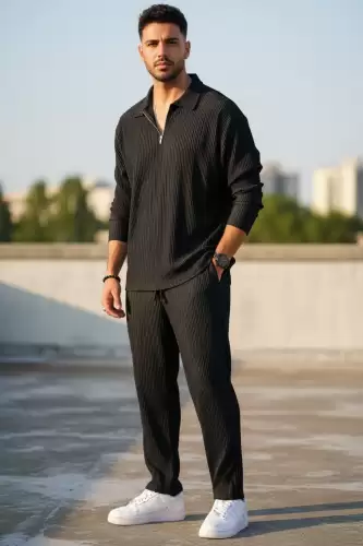 Trening barbati slim fit negru  Pantaloni + Bluza C300 31-3.2