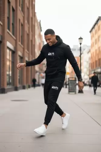 Trening barbati slim fit negru  Pantaloni + Hanorac  13360 76-4