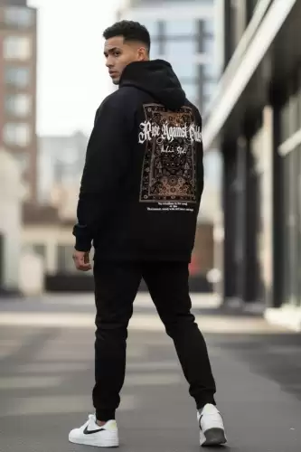 Trening barbati slim fit negru Pantaloni + Hanorac 13400 18-2