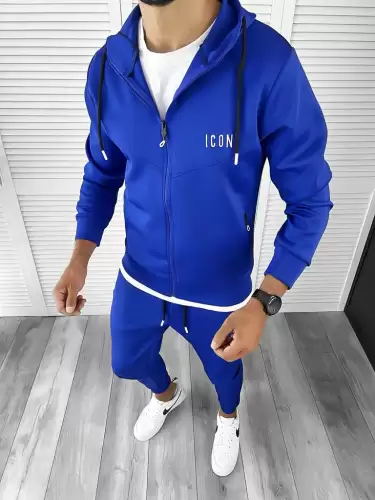 Trening barbati slim fit Pantaloni + Hanorac albastru 12181 D3-1.4
