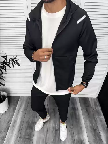 Trening barbati slim fit Pantaloni + Hanorac negru 13348 95-4