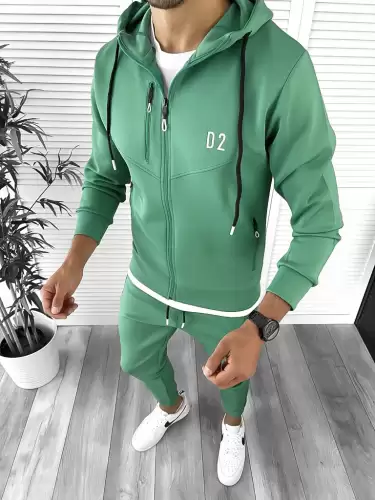 Trening barbati slim fit Pantaloni + Hanorac verde 12234 P20-3.2