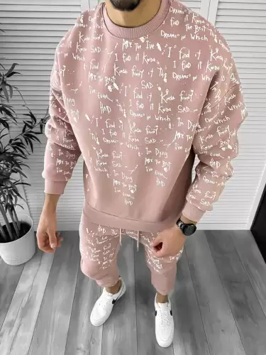 Trening barbati slim fit roz Pantaloni + Hanorac k172 55-4