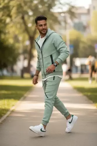 Trening barbati slim fit vernil   Pantaloni + Hanorac  vatuit   5057 78-2