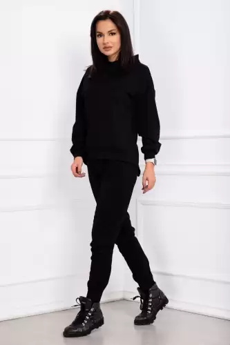 Trening din bumbac Zelia negru cu fermoare