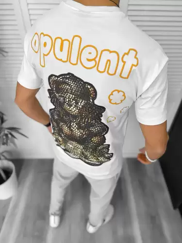 Tricou barbati alb  cu imprimeu cu wpate  oversize Y227 N5-4.1