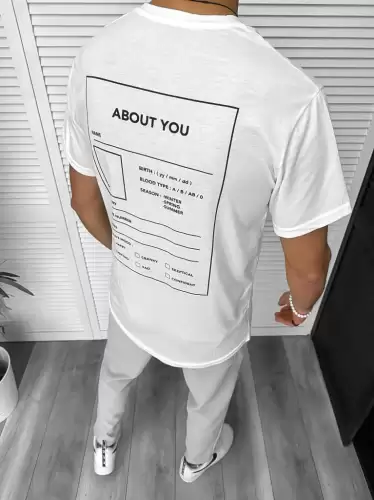 Tricou barbati alb  cu imprimeu pe spate  oversize 11817 41-3.3