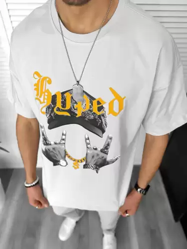 Tricou barbati gri  cu imprimeu  oversize Y171 22A-2.2