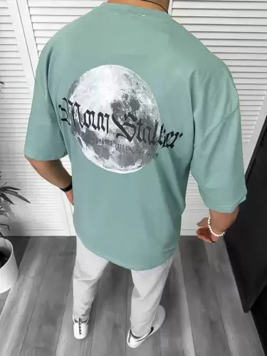 Tricou barbati vernil  cu imprimeu pe spate  oversize 11821  O1-3.2