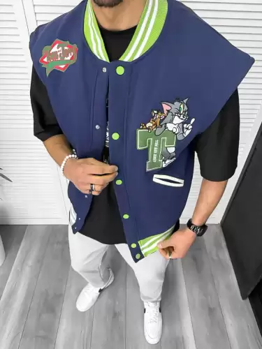 Vesta barbati casual  bleumarin  cu stickere  11826 25-2.2