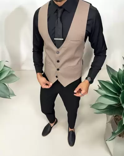 Vesta barbati eleganta slim fit  bej 13257 D3-2.2