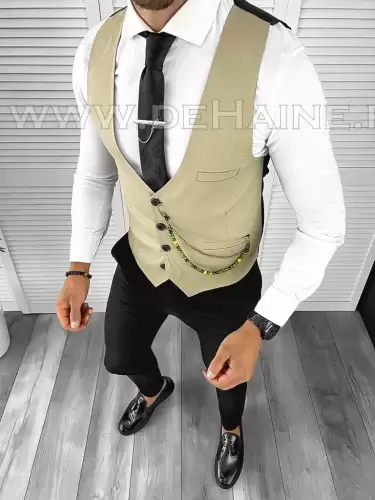 Vesta barbati eleganta slim fit bej  B8139 75-4 E