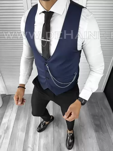 Vesta barbati eleganta slim fit bleumarin B8122 75-4 e