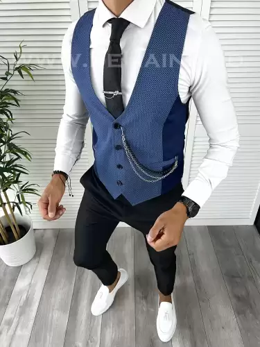 Vesta barbati eleganta slim fit bleumarin V36 23-2 E~