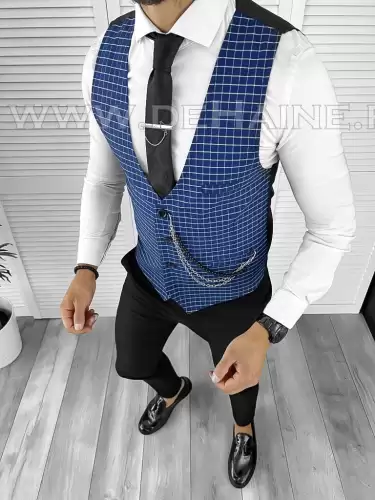 Vesta barbati eleganta slim fit bluemarin B8061 N7-3.2
