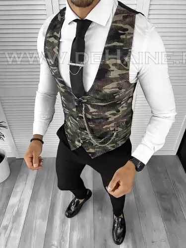 Vesta barbati eleganta slim fit camuflaj B8075 119-3