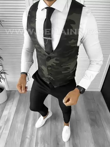Vesta barbati eleganta slim fit camuflaj B8906 M4-1.1