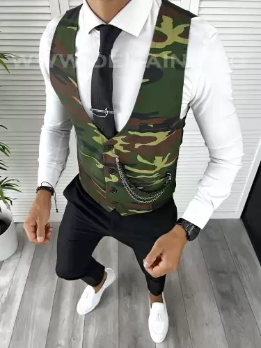 Vesta barbati eleganta slim fit camuflaj V13 D10-4