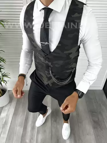 Vesta barbati eleganta slim fit camuflaj V58 23-2 E~