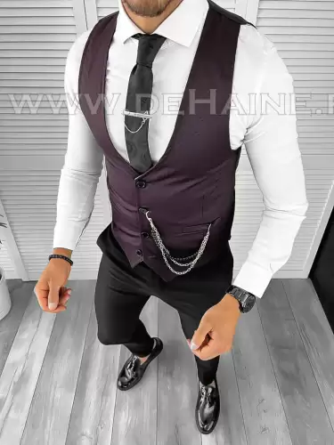 Vesta barbati eleganta slim fit grena B8161  O4-3.3