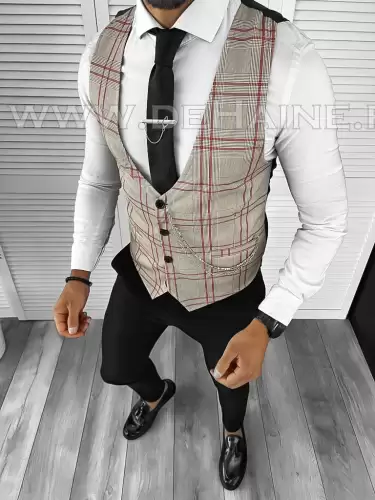 Vesta barbati eleganta slim fit maro B8089 Q1-2