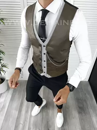 Vesta barbati eleganta slim fit maro V44  i6-5.3