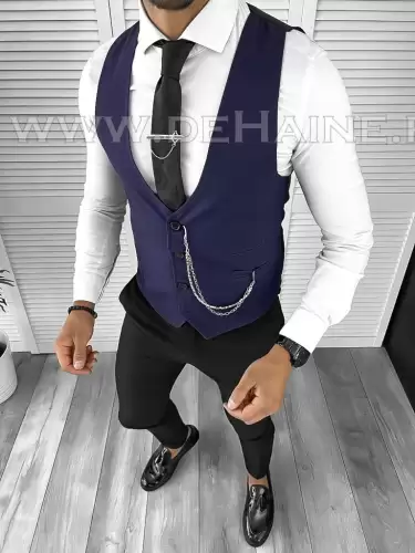 Vesta barbati eleganta slim fit mov B8179 142-6 E