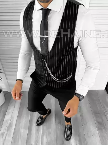 Vesta barbati eleganta slim fit neagra  B8095  3-1